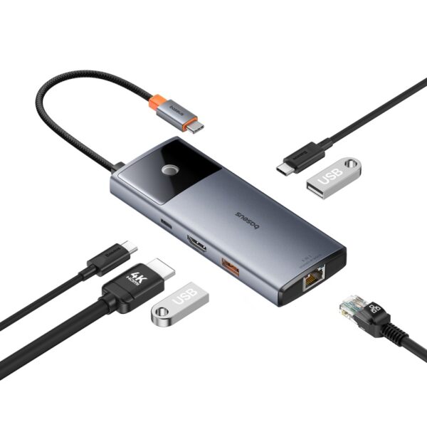 Baseus Hub Metal Gleam Series II 6 in 1 Type-C HUB  HDMI 4K60HZ Rj45 Space Grey B00061802813-00 - Image 2