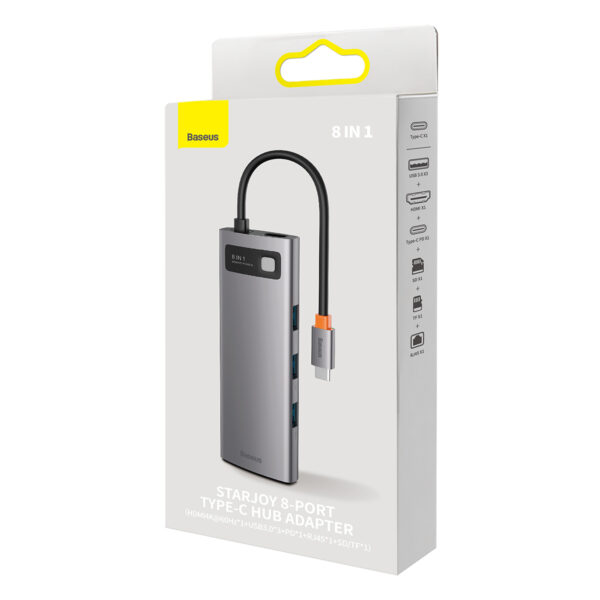Baseus Metal Hub Type-C 8 in 1 HDMI4K 60@Hz  8-Port Multi-functional Hub Update Version  -WKWG080113 - Image 2