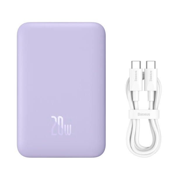 Baseus Magnetic Wireless Power Bank Pass-through Charging 20W 10000Mah for Iphone 15 14 13 12 Series Android Purple  P10059001513-00 - Image 2