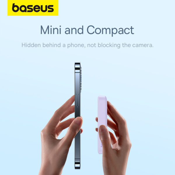 Baseus Magnetic Wireless Power Bank Pass-through Charging 20W 10000Mah for Iphone 15 14 13 12 Series Android Purple  P10059001513-00 - Image 5