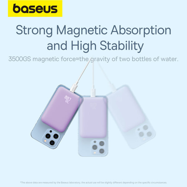 Baseus Magnetic Wireless Power Bank Pass-through Charging 20W 10000Mah for Iphone 15 14 13 12 Series Android Purple  P10059001513-00 - Image 7