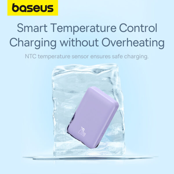 Baseus Magnetic Wireless Power Bank Pass-through Charging 20W 10000Mah for Iphone 15 14 13 12 Series Android Purple  P10059001513-00 - Image 9