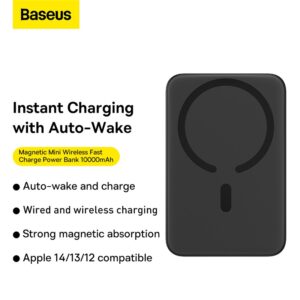 Baseus Magsafe 10000mAh Magnetic Wireless Fast Charge Power Bank 20W With 60W Type-C Cable  -Black PPCX030001