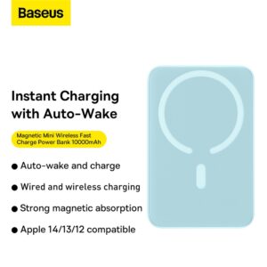Baseus Magsafe 10000mAh Magnetic Wireless Fast Charge Power Bank 20W With 60W Type-C Cable  -Blue PPCX030003