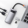 Baseus Metal Gleam Series 4 in 1 Multifunctional Type C HUB Docking Station Gray