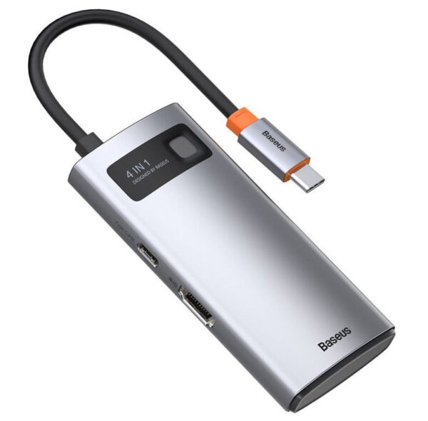 Baseus Metal Gleam Series 4-in-1 Multifunctional Type-C HUB Docking Station Gray CAHUB-CY0G - Image 5