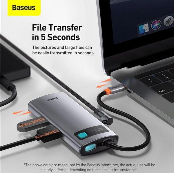 Baseus Metal Gleam Series 4-in-1 Multifunctional Type-C HUB Docking Station Gray CAHUB-CY0G - Image 2
