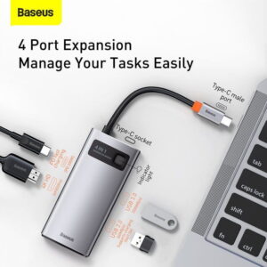 Baseus Metal Gleam Series 4-in-1 Multifunctional Type-C HUB Docking Station Gray CAHUB-CY0G