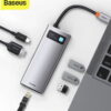 Baseus Metal Gleam Series 6 in 1 Multifunctional Type C HUB Docking Station Gray