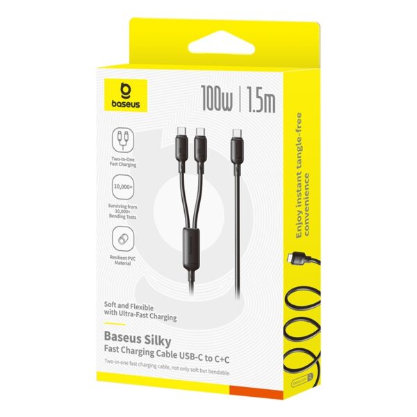 Baseus New Pudding Series Fast Charging Cable Type-C to  Type-C Dual 100W 1.5m Cluster Black P10377701111-00 - Image 2