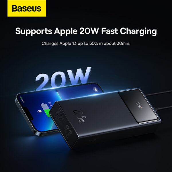 Baseus Power Bank 20000mAh 22.5W Star-Lord Digital Display Fast Charge with  USB to Type-C 3A 0.3m Black Cable  - Image 4