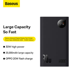 Baseus Power Bank Adaman 2 30W 20000Mah VOOC  Edition  Fast Charging power bank With USB To Type-c to 0.3m  PPAD050001