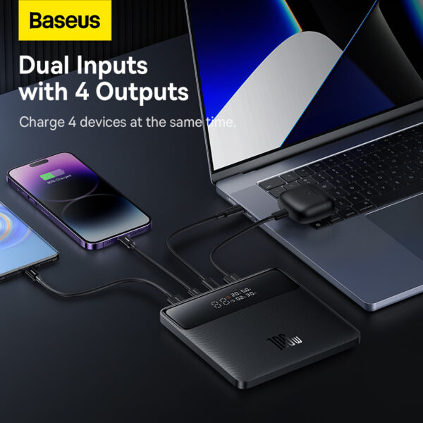 Baseus Power Bank Blade Digital Display Fast Charging Power Bank HD Edition 20000mAh 100W Black For Mobile laptop  -3 Months Replacement Warranty - Image 5
