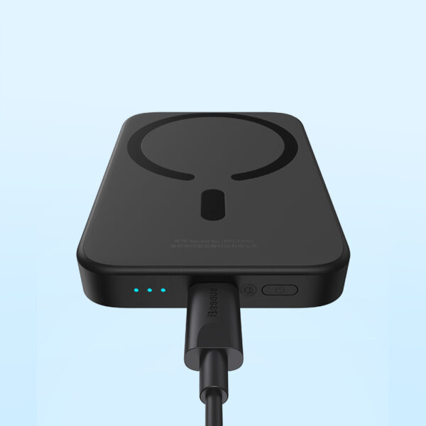 Baseus Power bank PPCX020001 6000mAh  Magnetic Wireless Charging  20W  With 50cm Type-c to Type-c Cable Black - Image 5
