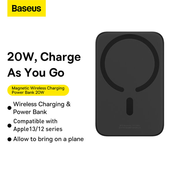 Baseus Power bank PPCX020001 6000mAh  Magnetic Wireless Charging  20W  With 50cm Type-c to Type-c Cable Black