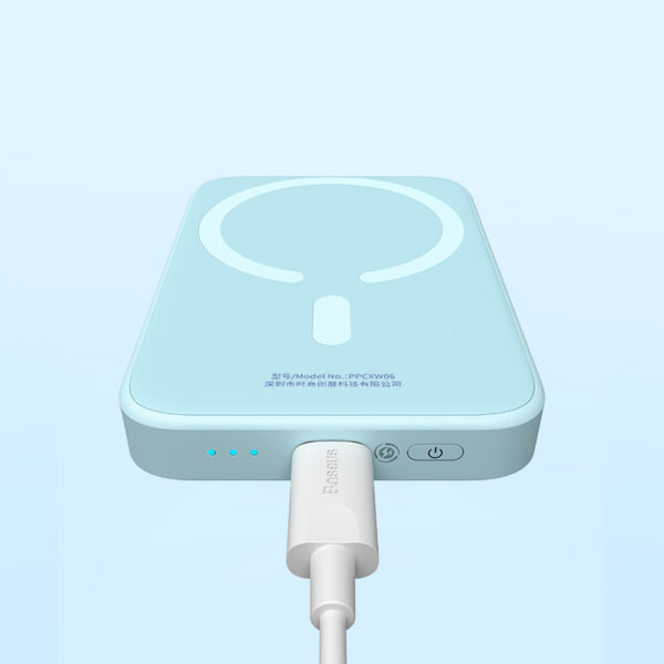Baseus Power bank PPCX010003 6000mAh  Magnetic Wireless Charging  20W  With 50cm Type-c to Type-c Cable  Blue - Image 4