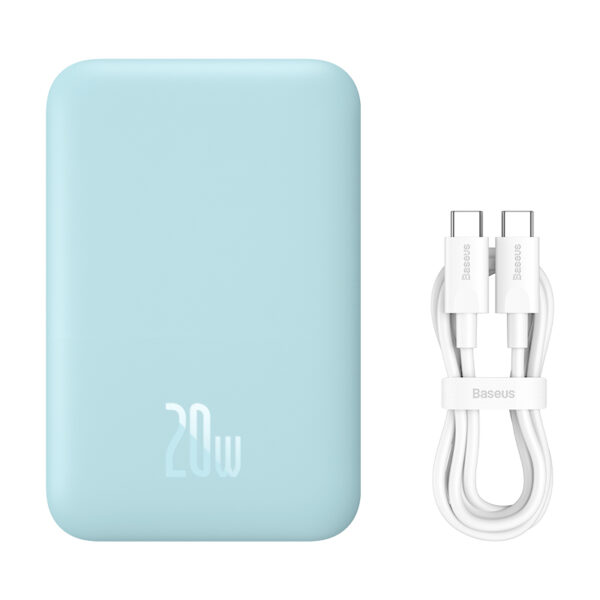 Baseus Power bank PPCX010003 6000mAh  Magnetic Wireless Charging  20W  With 50cm Type-c to Type-c Cable  Blue - Image 3