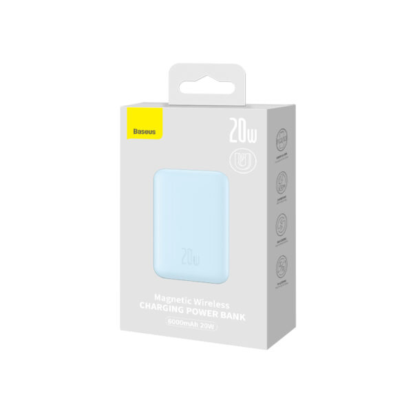 Baseus Power bank PPCX010003 6000mAh  Magnetic Wireless Charging  20W  With 50cm Type-c to Type-c Cable  Blue - Image 2