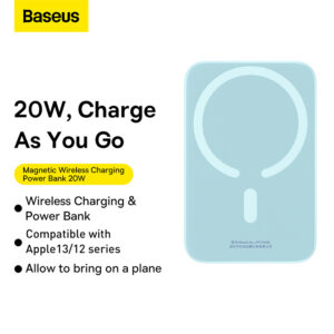 Baseus Power bank PPCX010003 6000mAh  Magnetic Wireless Charging  20W  With 50cm Type-c to Type-c Cable  Blue