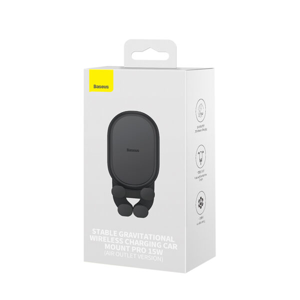 Baseus Stable Gravitational Wireless Charging Car Mount Pro 15W (Air Outlet Version) Black SUWX030001 - Image 5