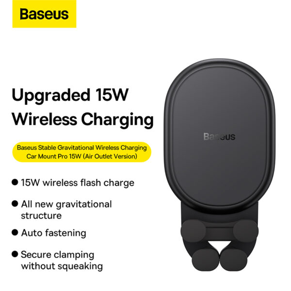 Baseus Stable Gravitational Wireless Charging Car Mount Pro 15W (Air Outlet Version) Black SUWX030001