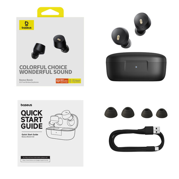 Baseus TWS E18 TWS Crystal Clear Sound With Super BASS 25Hr Music Time Black A00023800123-00 - Image 2