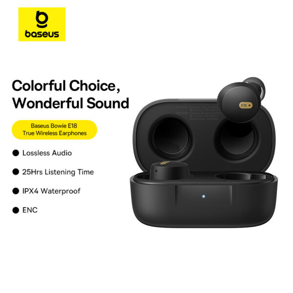 Baseus TWS E18 TWS Crystal Clear Sound With Super BASS 25Hr Music Time Black A00023800123-00