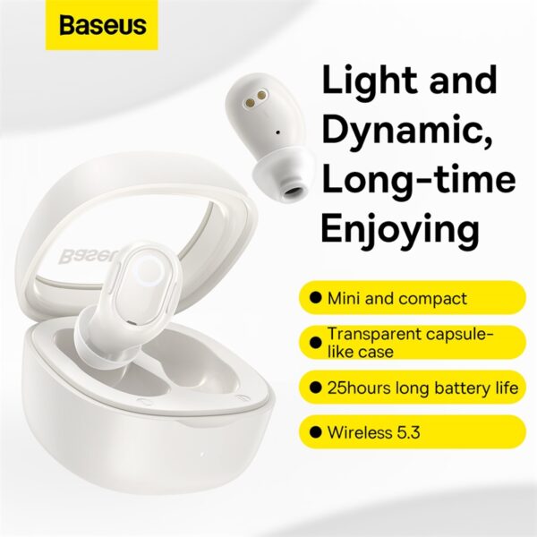 Baseus TWS WM02 Ngt180002 Bowei True Wireless Earphone Creamy-white - Image 2