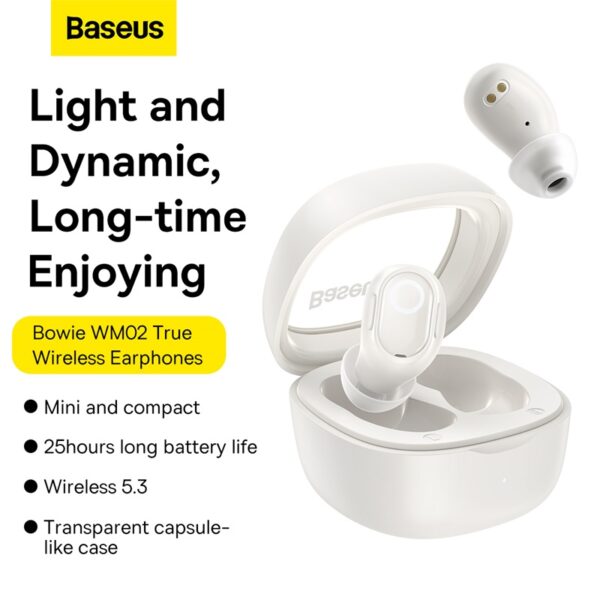 Baseus TWS WM02 Ngt180002 Bowei True Wireless Earphone Creamy-white - Image 5