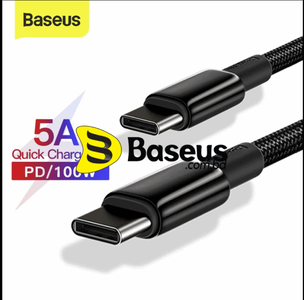 Baseus CATWJ-A01 Tungsten Gold Fast Charging Data Cable Type-C to Type-C 100W 2m Black
