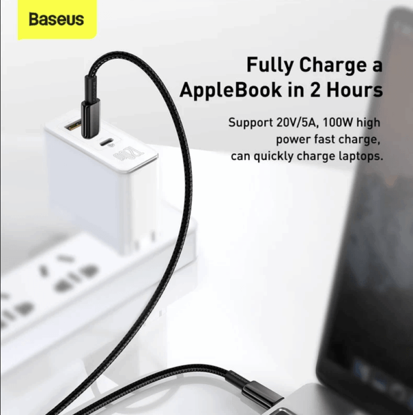 Baseus CATWJ-A01 Tungsten Gold Fast Charging Data Cable Type-C to Type-C 100W 2m Black - Image 3