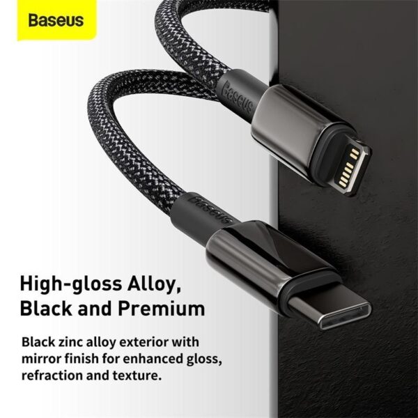 Baseus CATLWJ-A01 Tungsten Gold Fast Charging Data Cable Type-C to Lightning for  Iphone PD 20W 2m Black - Image 3