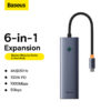 Baseus Type C Hub 6 Port Multi Functional Hub UltraJoy Series HDMI4K 30@Hz Rj45 USB 3.0 3X PD 6 In 1 Hub B00052802811 00 18