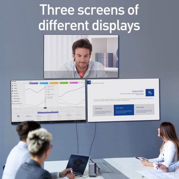 Baseus Hub Working Station Three-Screen 17 in 1  Multifunctional Type-C HUB Adapter Dark gray -CAHUB-DG0G - Image 2