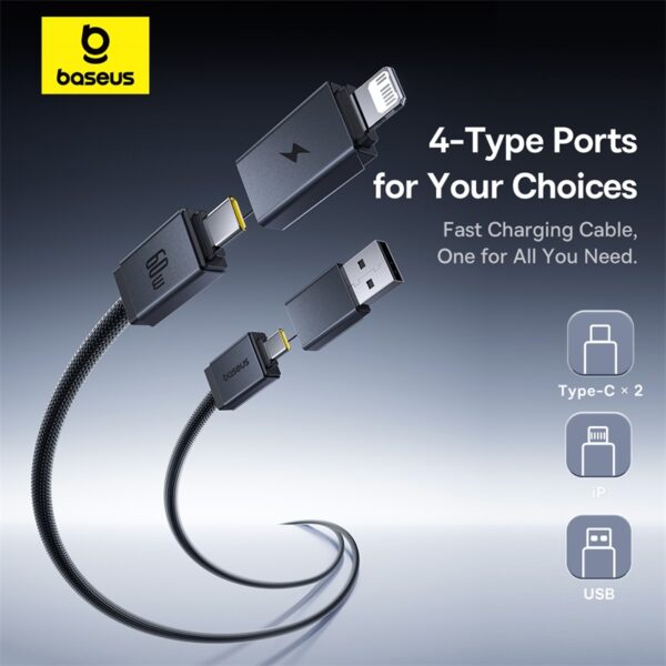 Baseus Versatile Two-for-Two Fast Charging Cable U+C to C+L 60W 2m Cosmic Black P10383000121-02 - Image 2