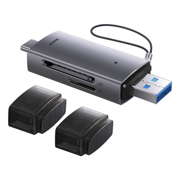 Baseus Card Reader Dual Output USB-A  & Type-C to SD TF Card Reader WKQX060113  Grey - Image 2