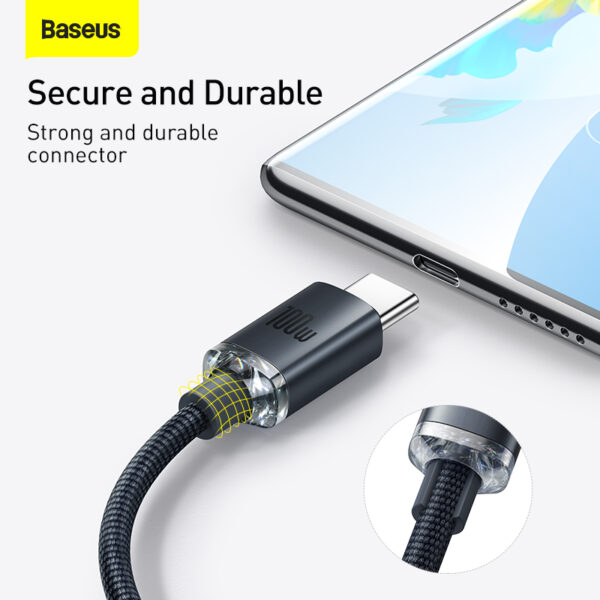 Baseus USB to Type-C 100W Crystal Shine Series Fast Charging Data Cable 1.2m Black CAJY000401 - Image 4
