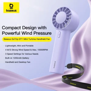 Baseus Fan GoTrip DT1 Mini Turbine Handheld Fan Nebula Purple C10272300511-00
