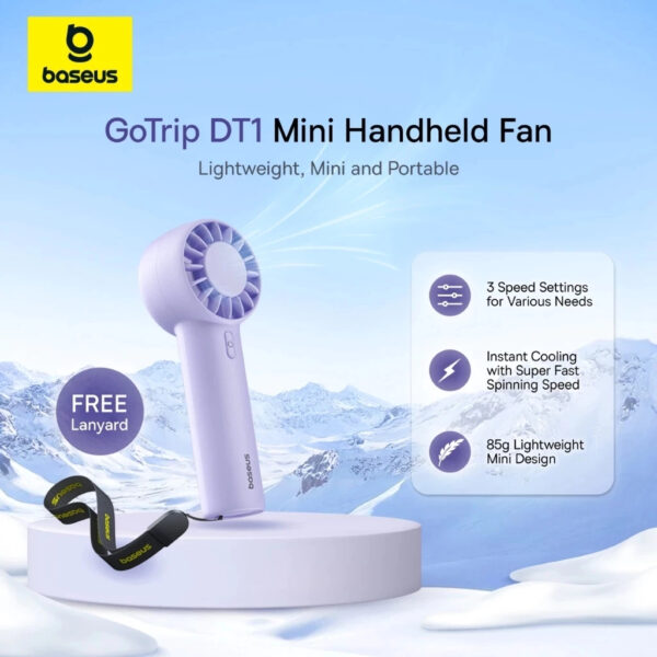Baseus Fan GoTrip DT1 Mini Turbine Handheld Fan Nebula Purple C10272300511-00 - Image 3