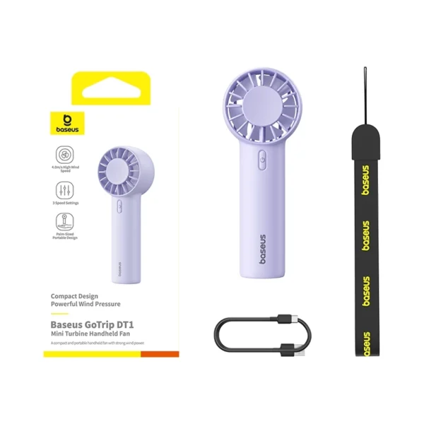 Baseus Fan GoTrip DT1 Mini Turbine Handheld Fan Nebula Purple C10272300511-00 - Image 2