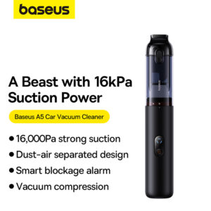 BASEUS  Car Vacuum Cleaner A5 Power Suction 16000Pa Portable Cordless Vacuum Cleaner with LED Display - Black C30459500111-00