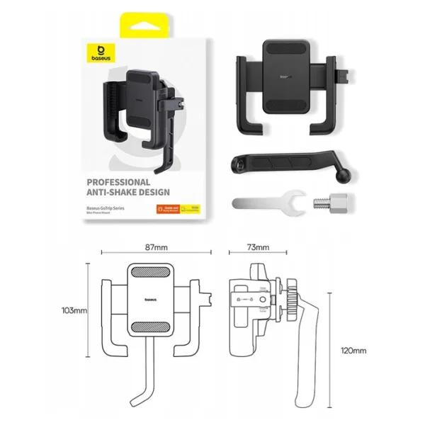 Baseus GoTrip Series Bike Phone Mount Rearview Mirror Version Cluster Black C40572301111-01 - Image 6