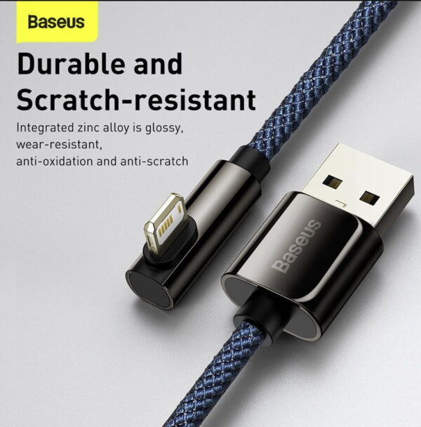 Baseus CACS000003 Legend Series Elbow Fast Charging Data Cable USB to iP 2.4A 1m Blue - Image 2