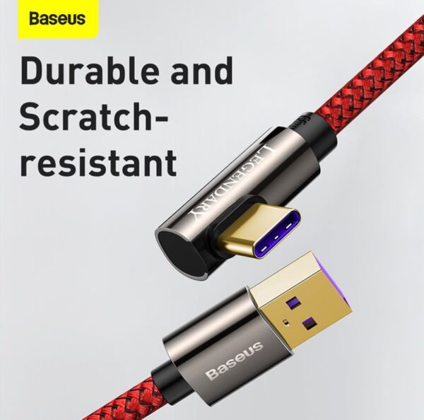 Baseus CACS000409 Legend Series Elbow Fast Charging Data Cable USB to Type-C 66W 1m Red - Image 4