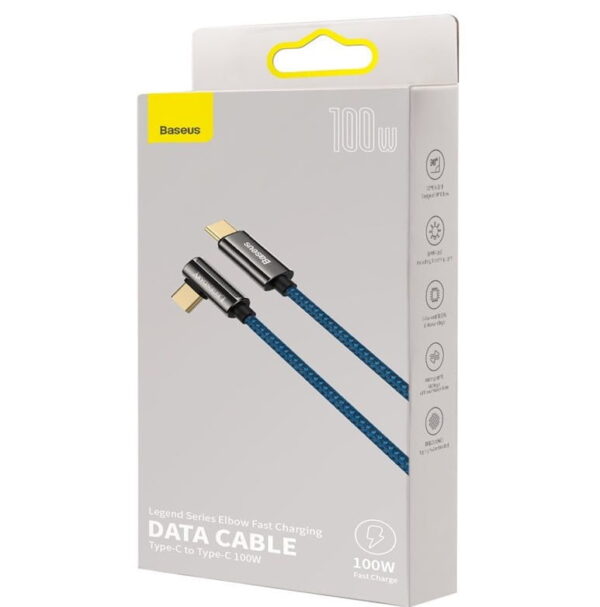  Baseus Legend Series Elbow Fast Charging Data Cable Type-C to Type-C 100W 2m Blue - Image 6