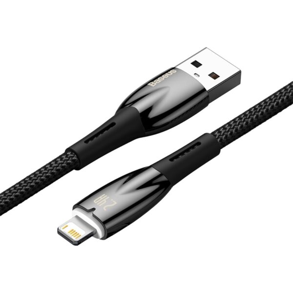 Baseus Cable For Iphone 5 6 7 8 9 X 11 12 13 14 Series  Glimmer Series Fast Charging Data Cable USB to iP 2.4A 2m Black CADH000301 - Image 5