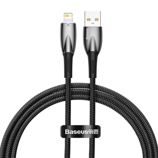 Baseus Cable For Iphone 5 6 7 8 9 X 11 12 13 14 Series  Glimmer Series Fast Charging Data Cable USB to iP 2.4A 2m Black CADH000301 - Image 3