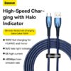Baseus Cable Charging 100W Glimmer Series Fast Charging Data Cable USB to Type-C 100W 1m Blue CADH000403