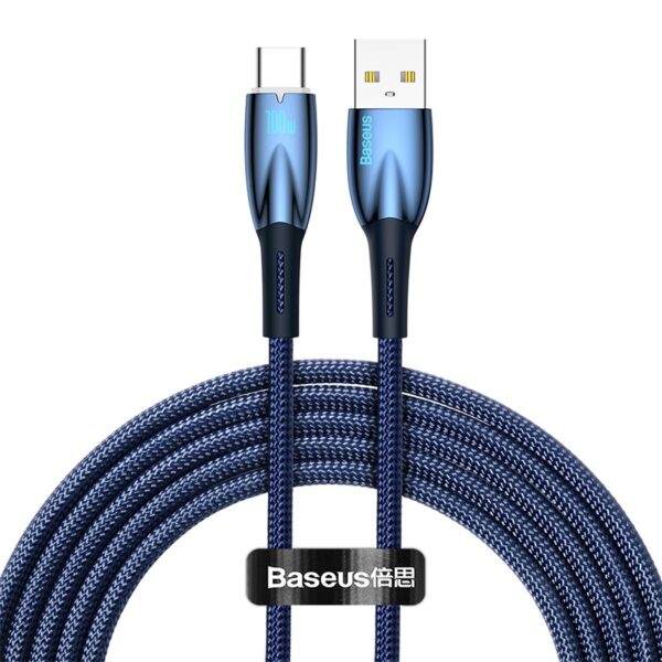 Baseus Cable PD Charging 100W Glimmer Series Fast Charging Data Cable USB to Type-C 100W 2m Blue CADH000503 - Image 2