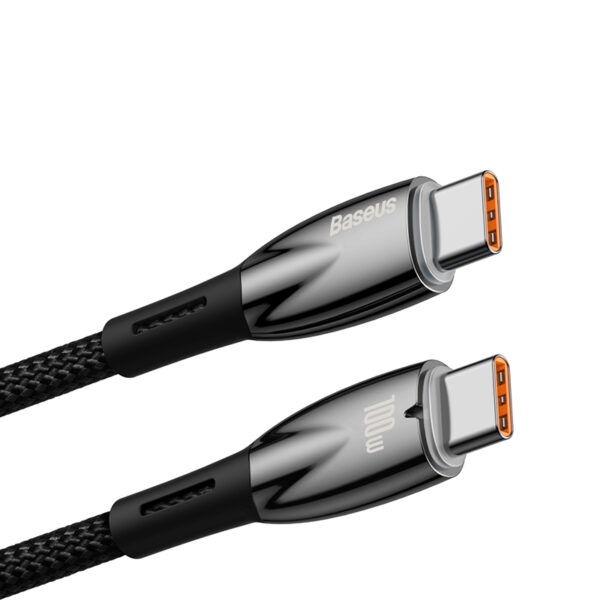 Baseus Cable Type-C to Type-C PD Charging 100W  Glimmer Series Fast Charging Data Cable 1m BLACK For Phone & Laptop CADH000701 - Image 3